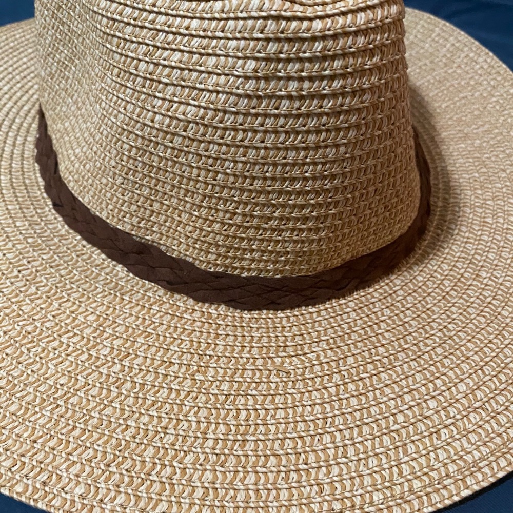 Twill tan wide brim fedora